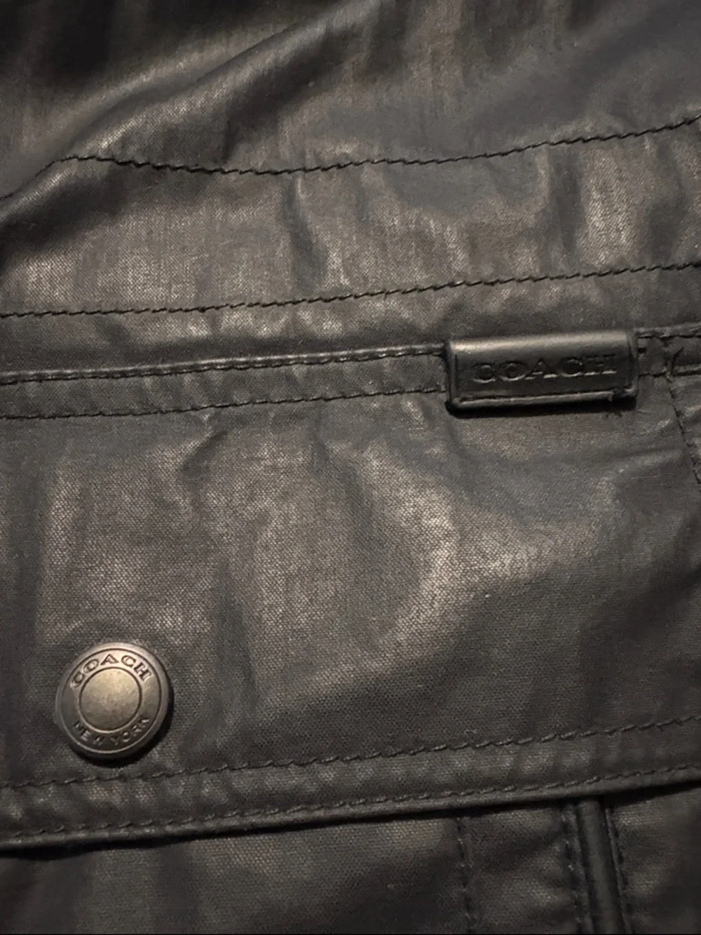 Coach Large Men's Black Waxed Cotton Military Field Jacket